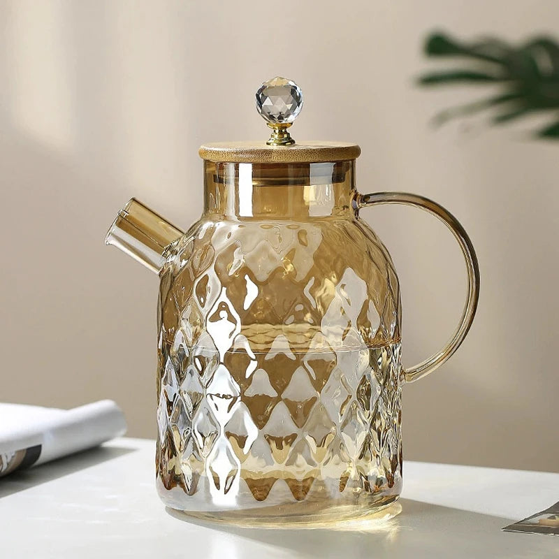 Glas Teekessel – Bambusdeckel & Filter – 1.0L