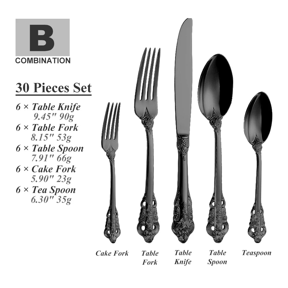 Vintage Gold Besteckset – Edelstahl – Service für 6