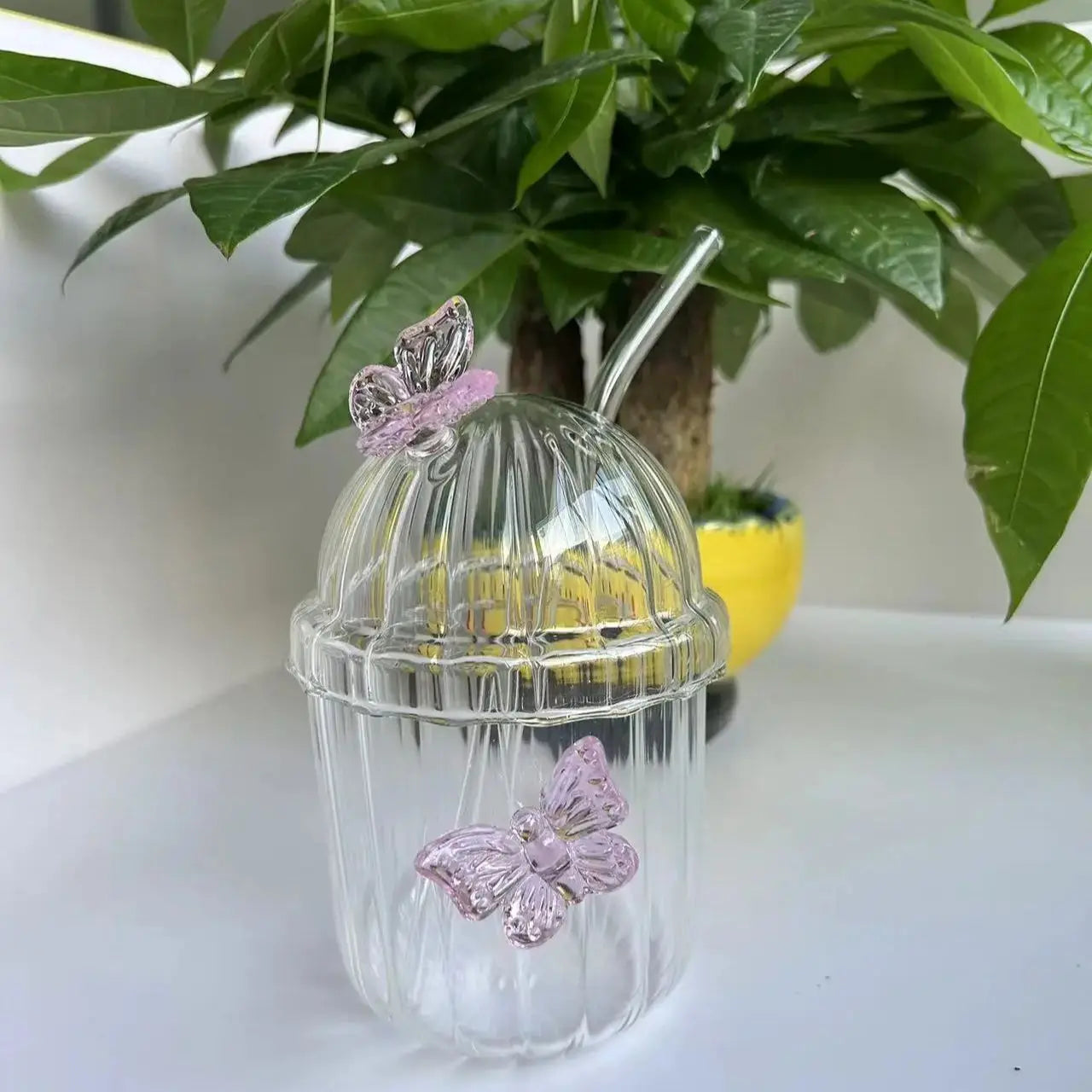 Glasbecher – Schmetterling Design – 400ML, Zuhause