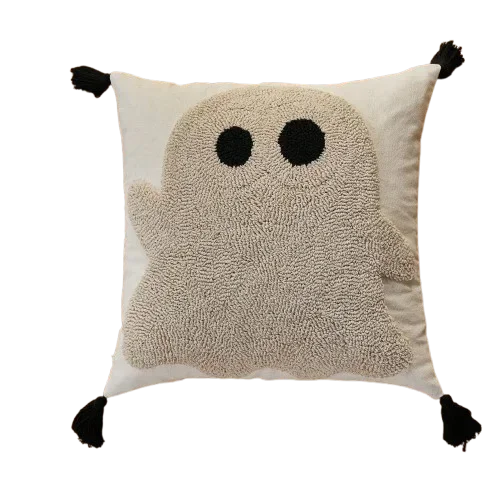 Halloween Kissenbezug – Besticktes Geisterdesign – 45x45cm