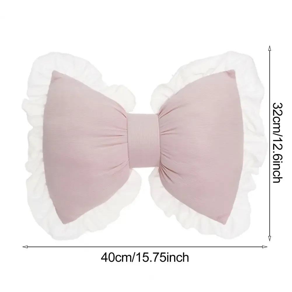 Plüsch Schleifen-Kissen – Romantische Spitze – 40x32cm