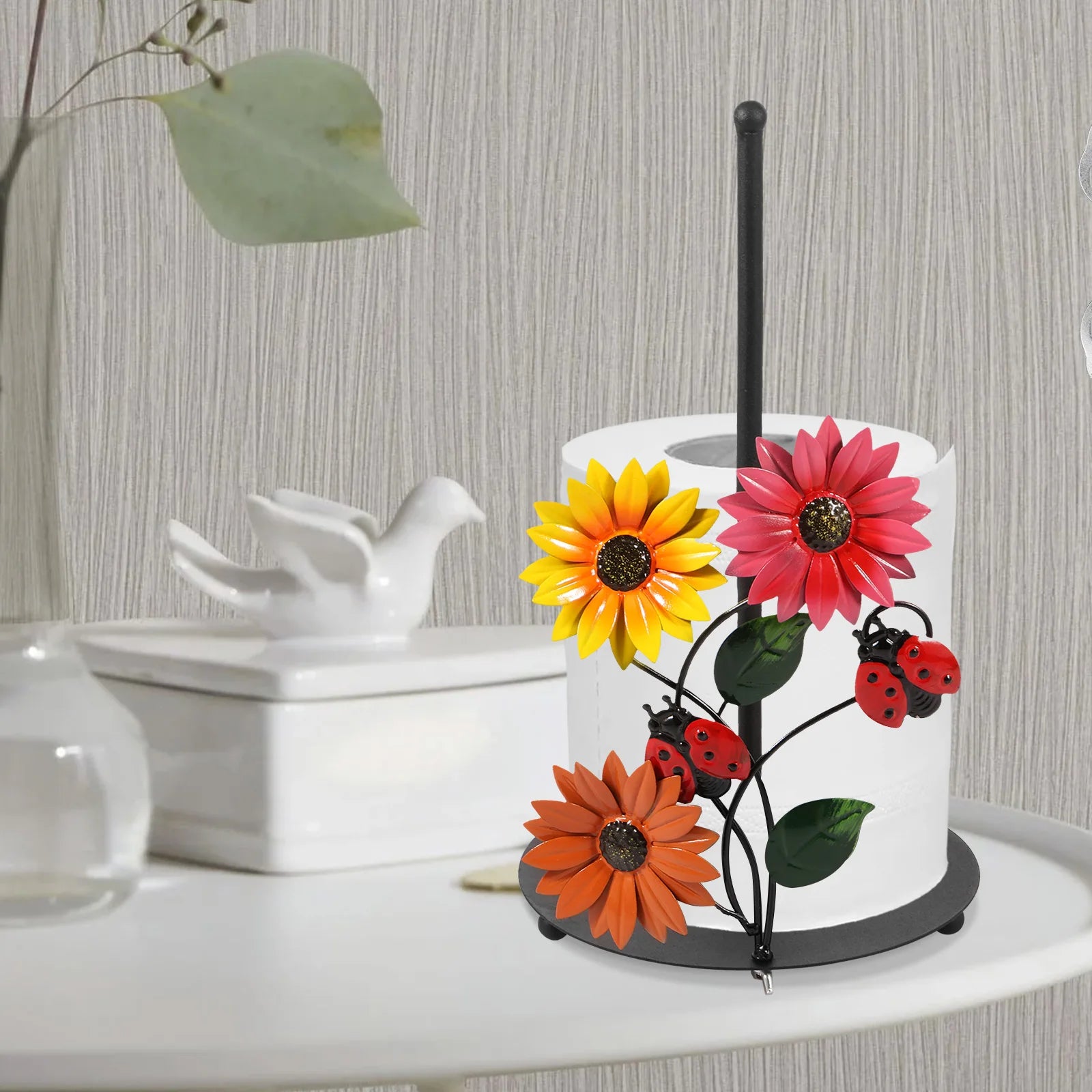 Sonnenblumen-Küchenrollenhalter – Vintage-Metall – 18 x 33 cm