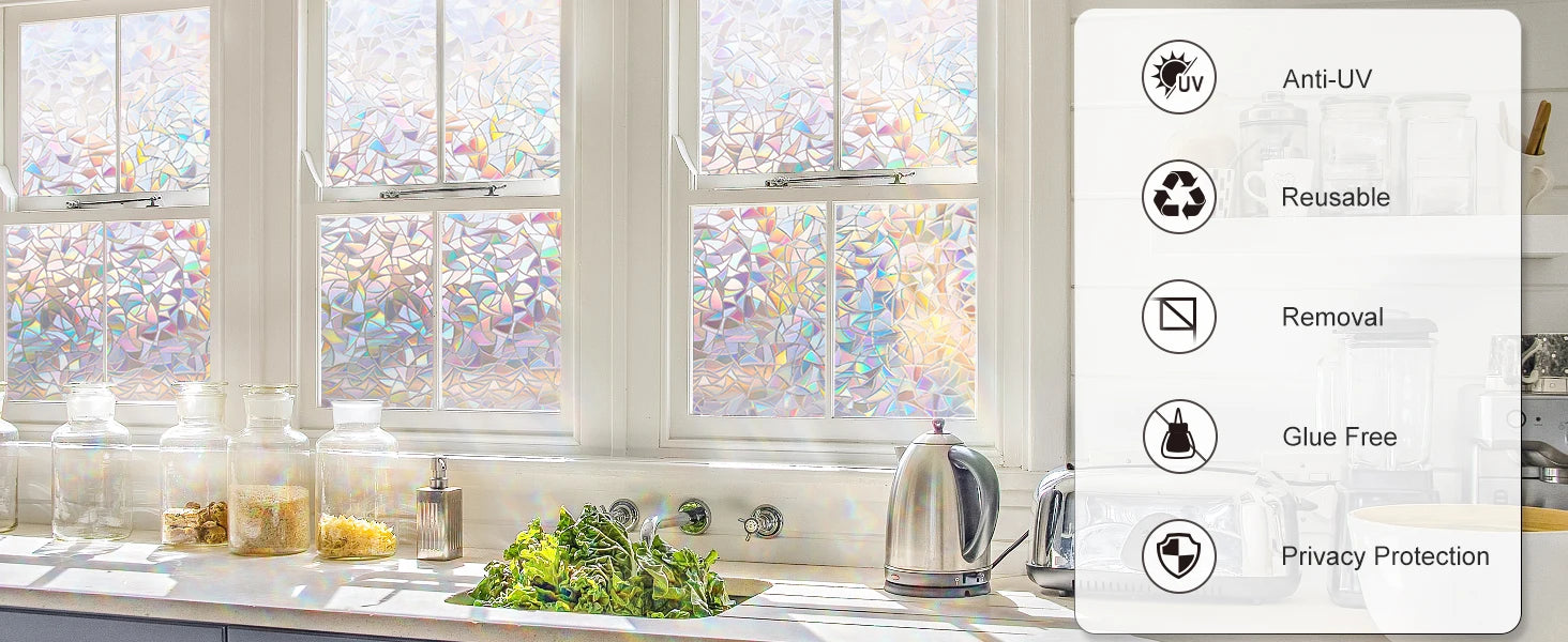 Regenbogen Fensterfolie – 3D Dekorativ – 55x500 cm