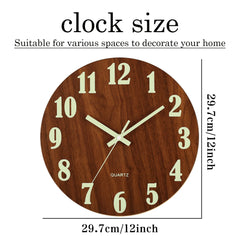 Leuchtende Wanduhr – Bambus & Holz – 12 Zoll