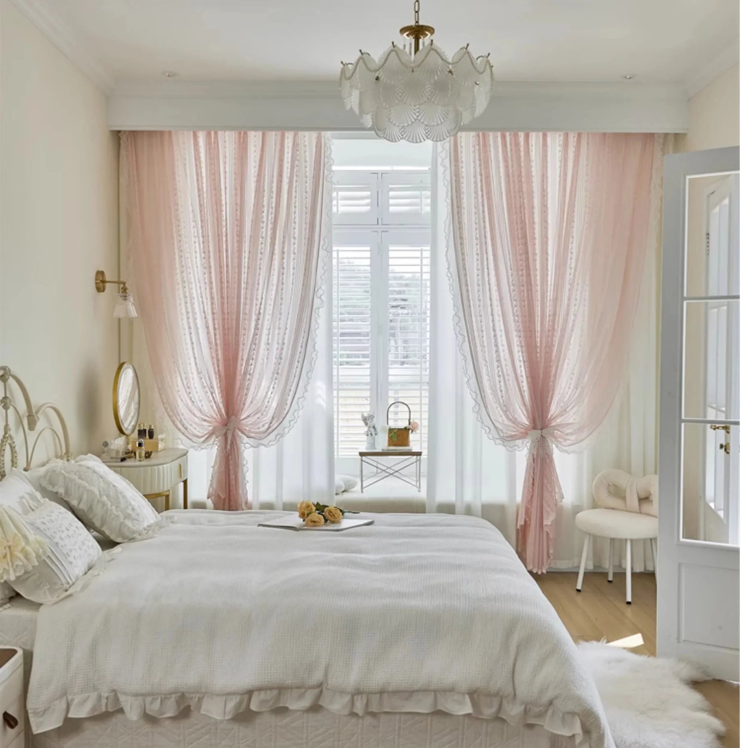 Transparente Prinzessinnen-Vorhänge – Jacquard-Design – Luxus-Wohnzimmer