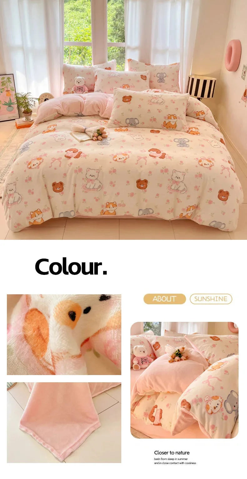 Moderner Fleece-Bettbezug aus Polyester mehrfarbig 200x230cm im Schlafzimmer