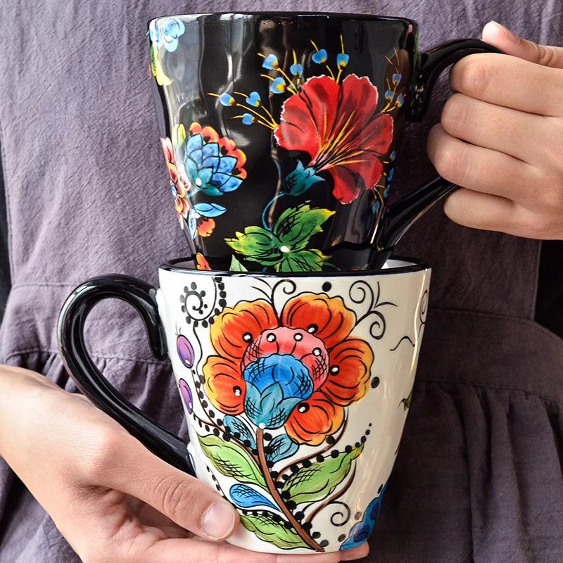 Keramik Kaffeetasse – Handbemalt, Chinesischer Stil