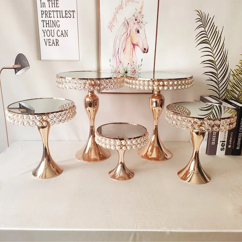 Hochzeits-Kuchenständer – Gold/Silber Metall – H20-39cm