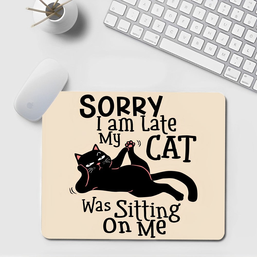 Schwarze Katze Mauspad – Kawaii Gummi Design – 20x25cm