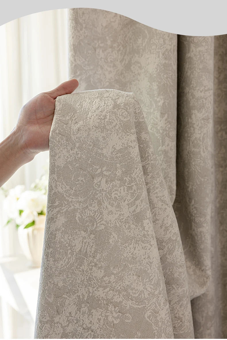 Beige Jacquard Vorhänge – Chenille Design für Villen