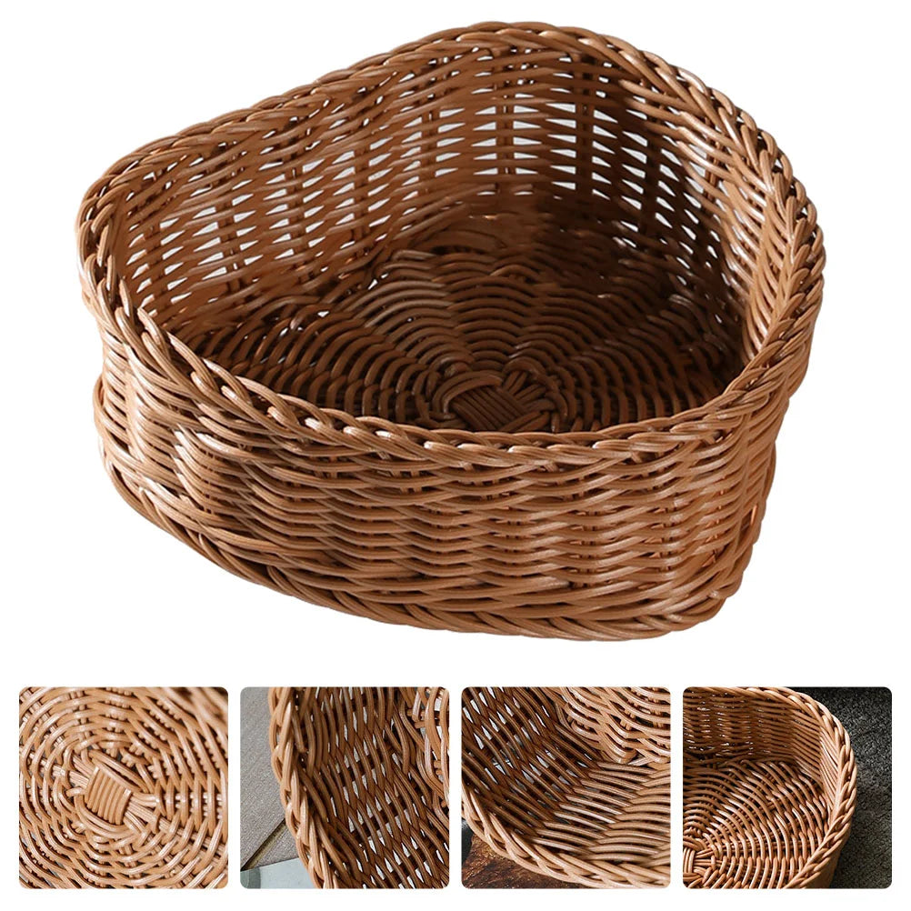 Herzformiger Ablagekorb – Bambus Rattan – 29x25x9cm