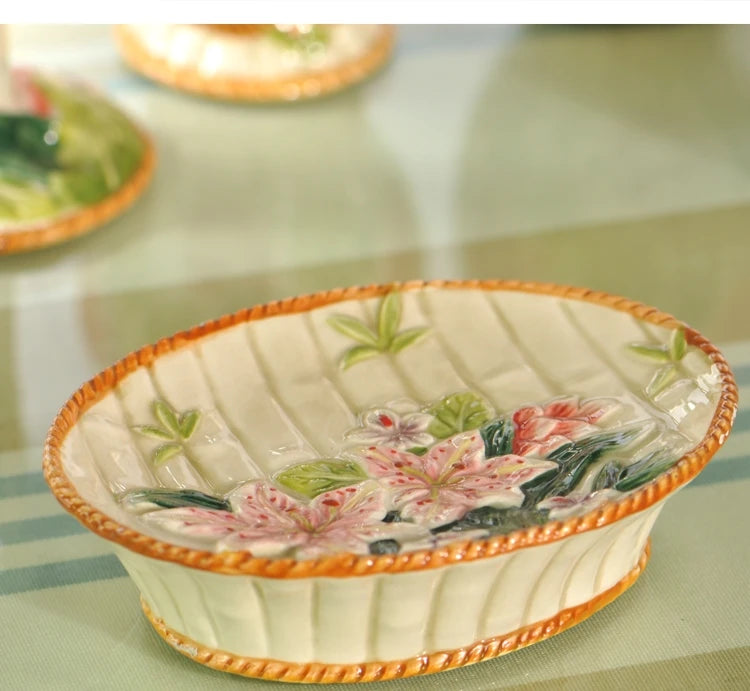 Keramik Bad Set – Lily Design – 5-teilig