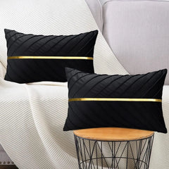 Samt Kissenbezug – Gold Leder Patchwork – 45x45cm