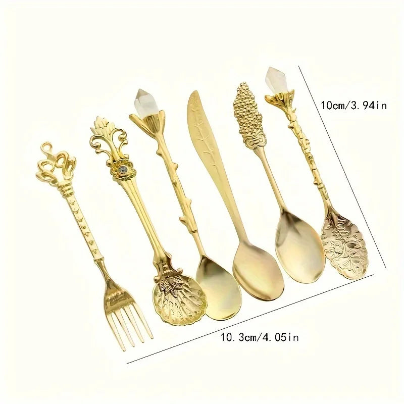 Goldene Vintage-Löffel – Royal Design 6-teilig