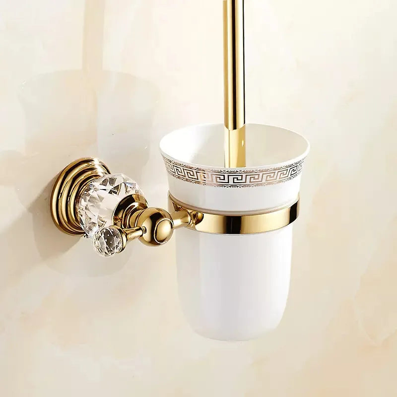 Edelstahl WC-Bürste – Gold Kristall Design – Bad Set