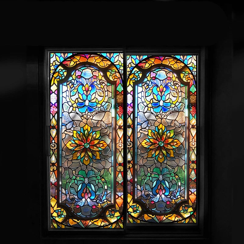 Retro Sichtschutzfolie – Buntglas-Design – 50x100 cm