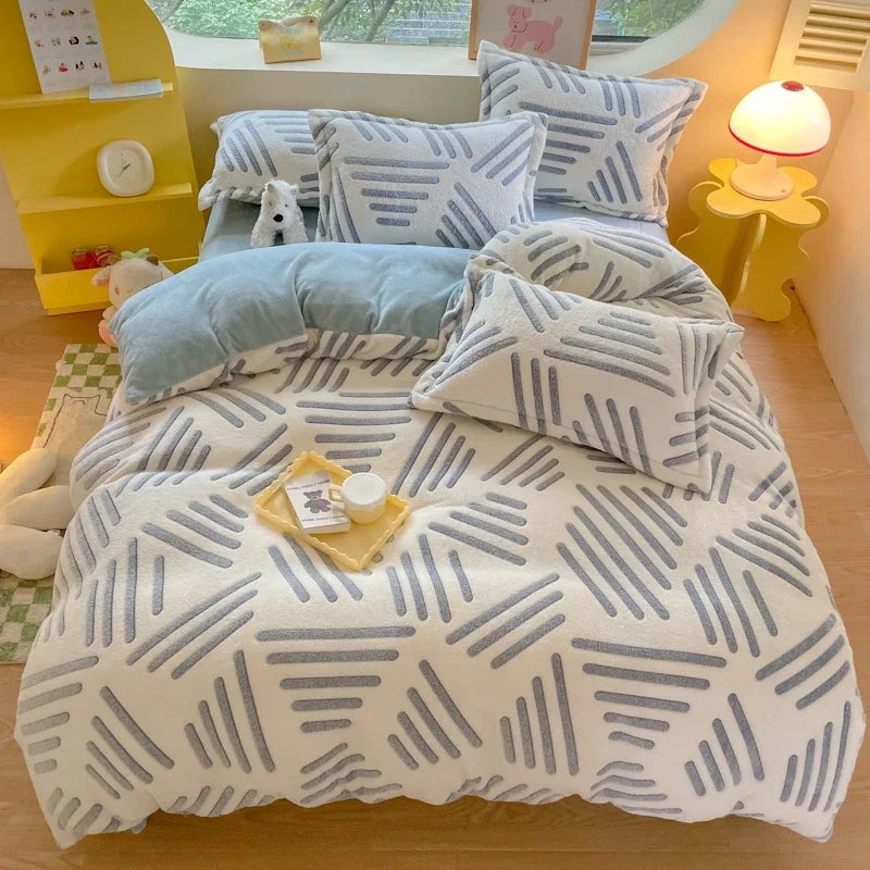 Florale Milchfleece – Moderne Doppelbettdecke 220x240