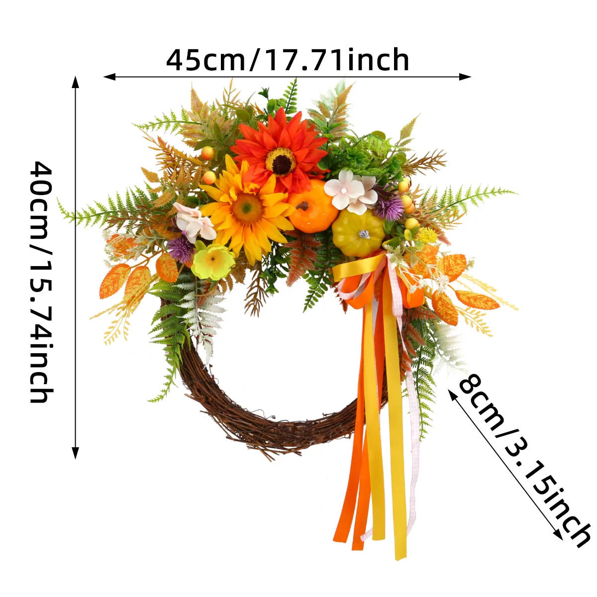Herbstkranz – Seide & Rattan Design – Aussen Dekor
