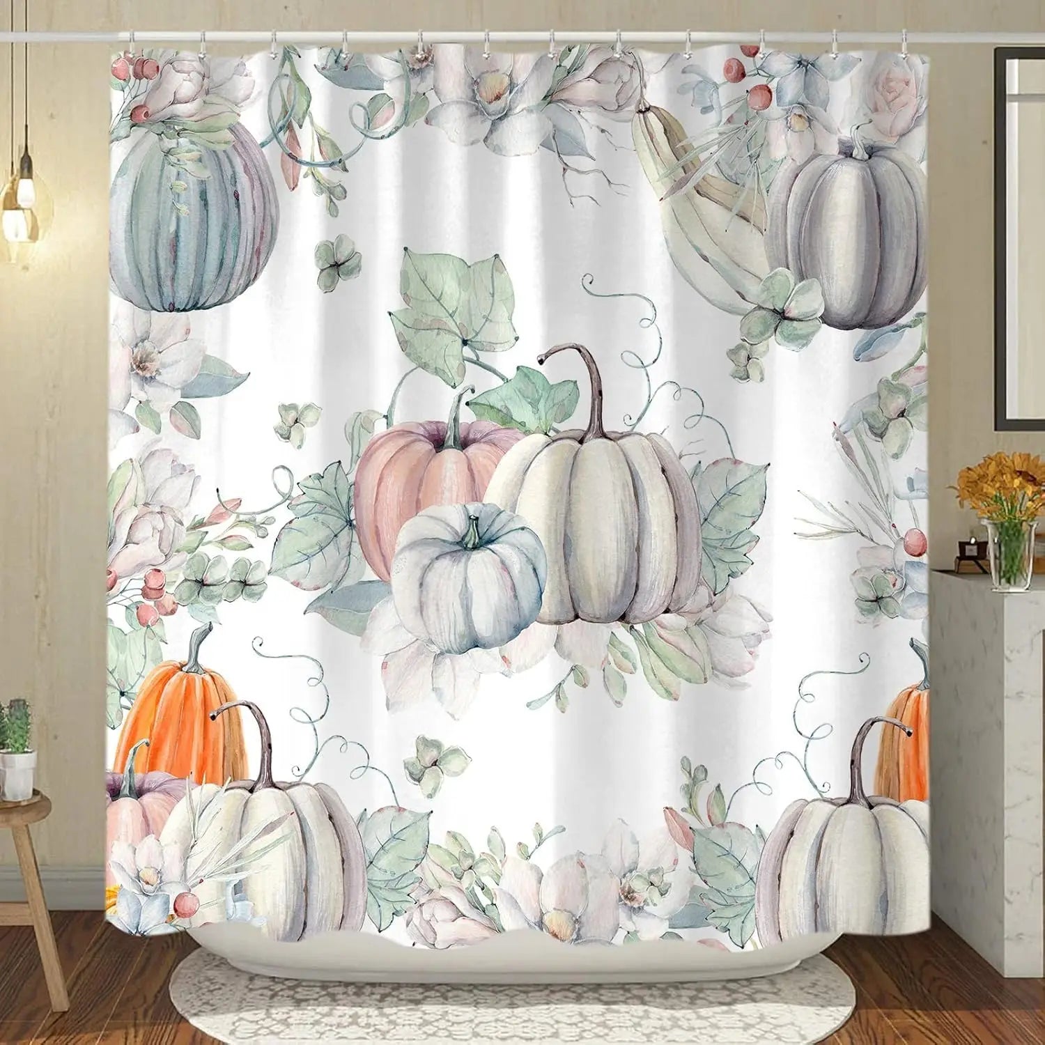 Badezimmer-Set mit Kürbis – Boho Herbstliche Deko