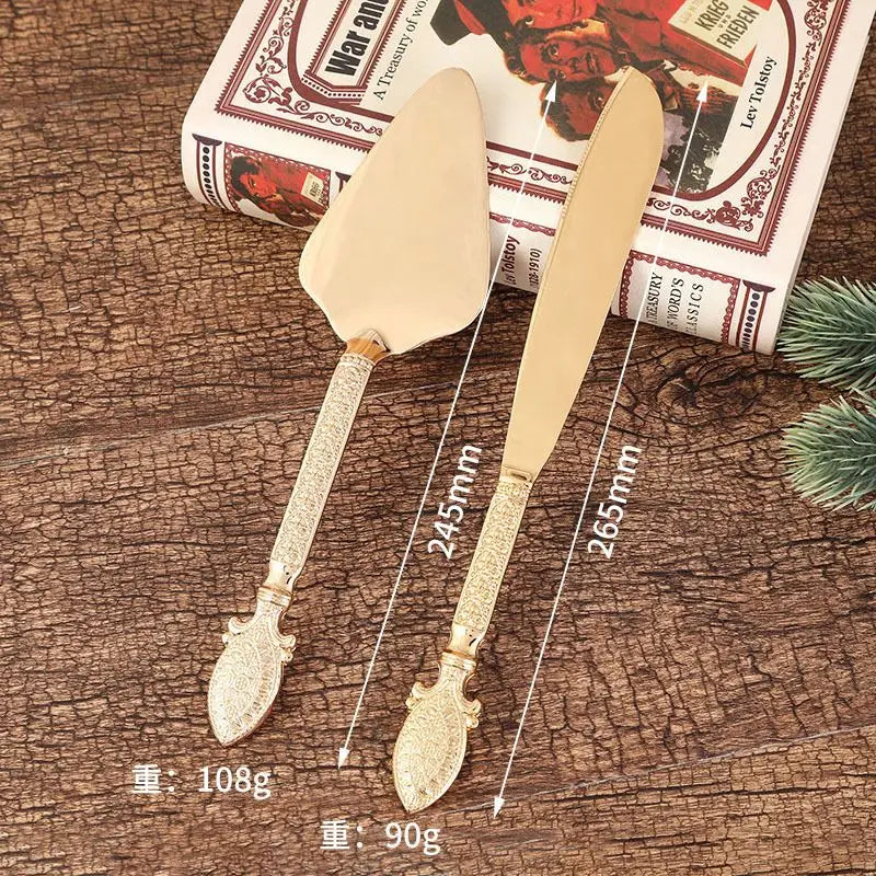 Hochzeitskuchen-Messer Set – Gold Metall Gravur – Jubiläum