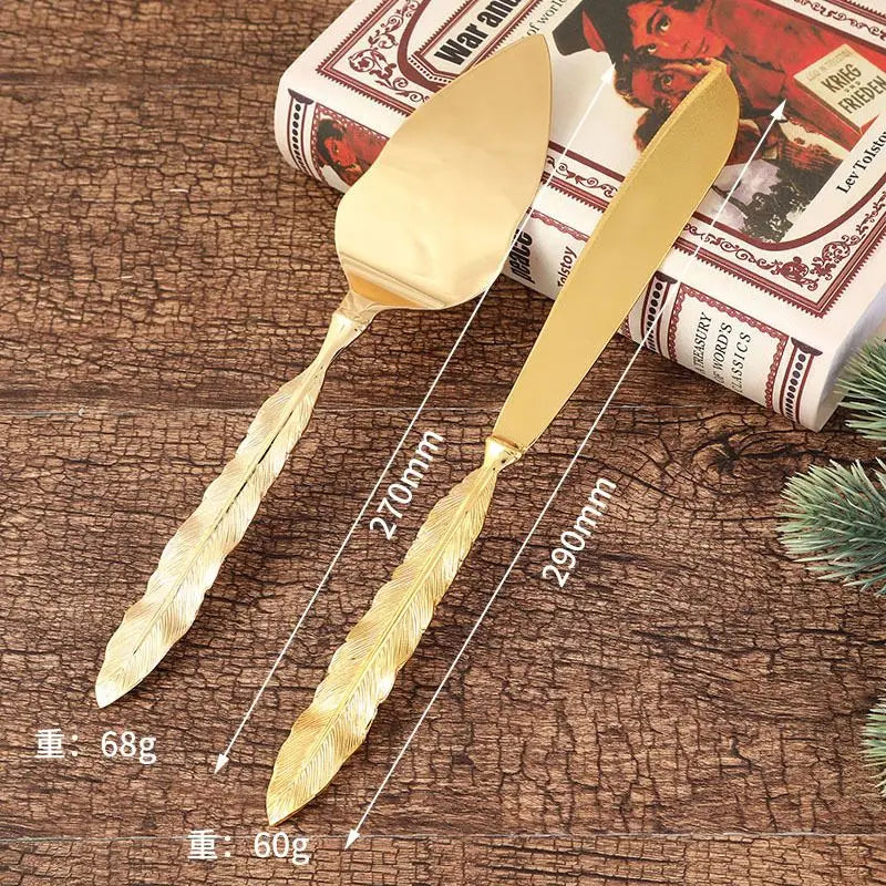 Hochzeitskuchen-Messer Set – Gold Metall Gravur – Jubiläum