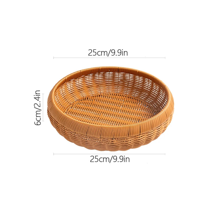 Runder Rattan Korb – Rustikales Design mit Holzgriff