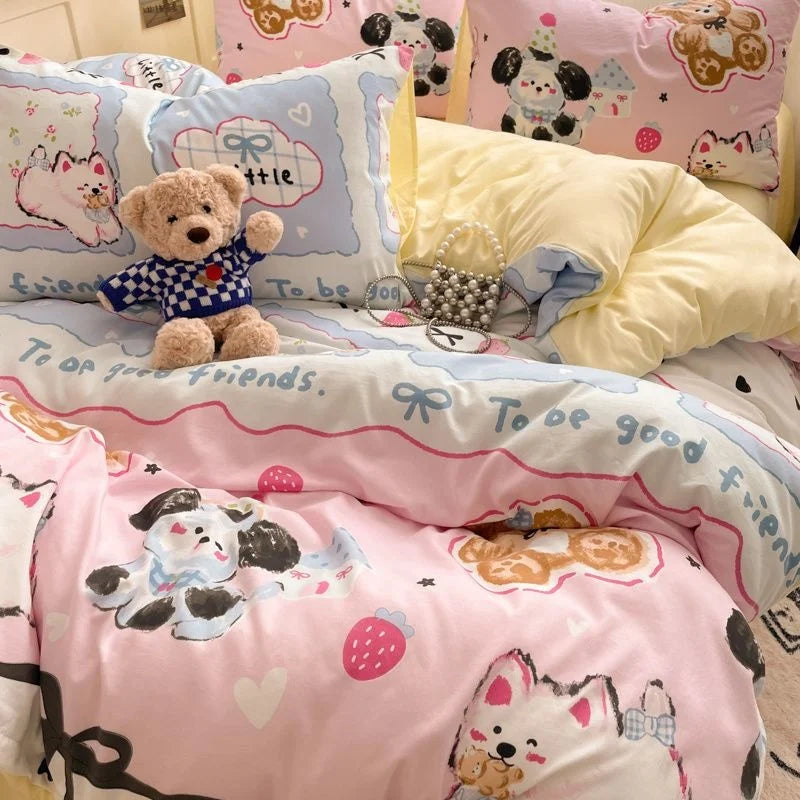 Blumen Bettwäsche Set – Cartoon Polyester – Queen 200x230cm