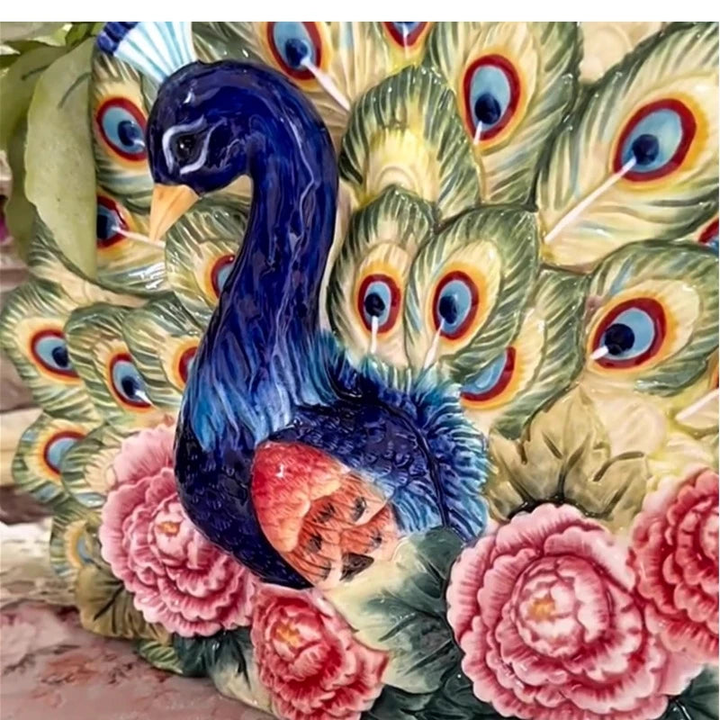 Keramikvase – Pastoral Handbemalt Pfingstrose – 28x14x23cm