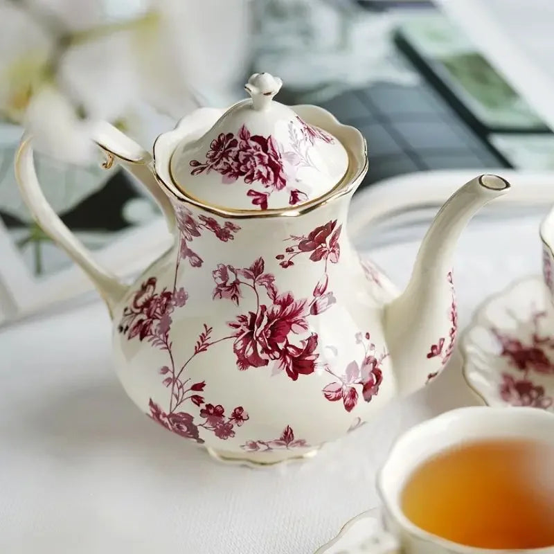 Keramik Teetassen-Set – Vintage Florales Porzellan