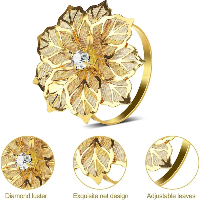 Serviettenringe – Florales Strass-Design – Hochzeitsdekor
