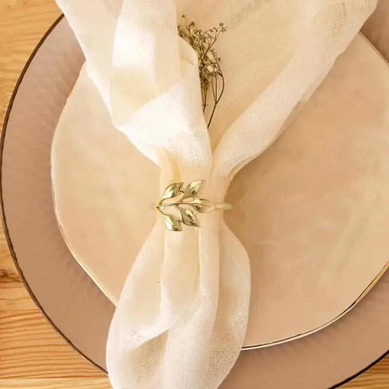 Serviettenringe – Metallblatt-Design – 6er Set