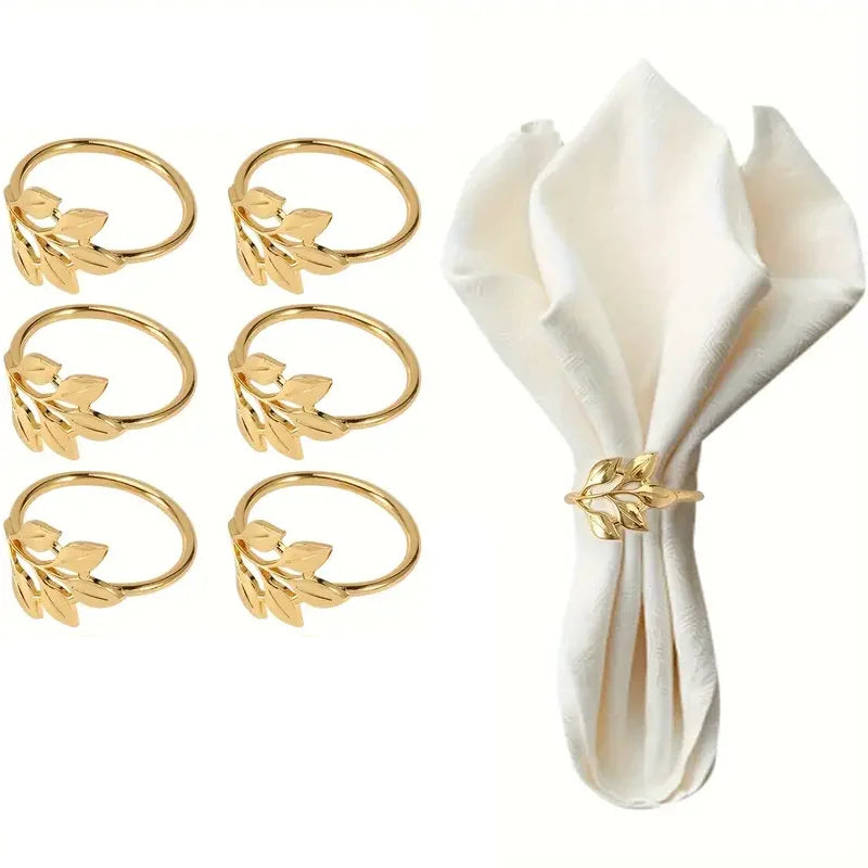 Serviettenringe – Metallblatt-Design – 6er Set