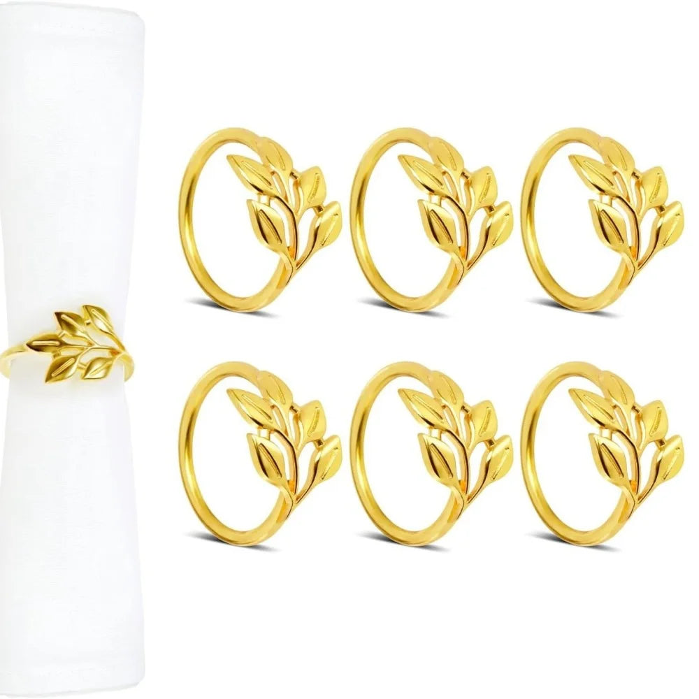 Serviettenringe – Metallblatt-Design – 6er Set