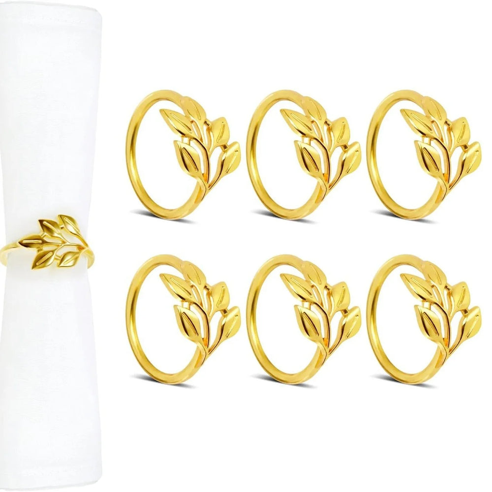 Serviettenringe – Metallblatt-Design – 6er Set