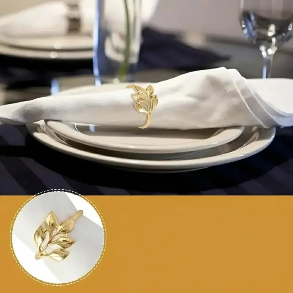 Serviettenringe – Metallblatt-Design – 6er Set