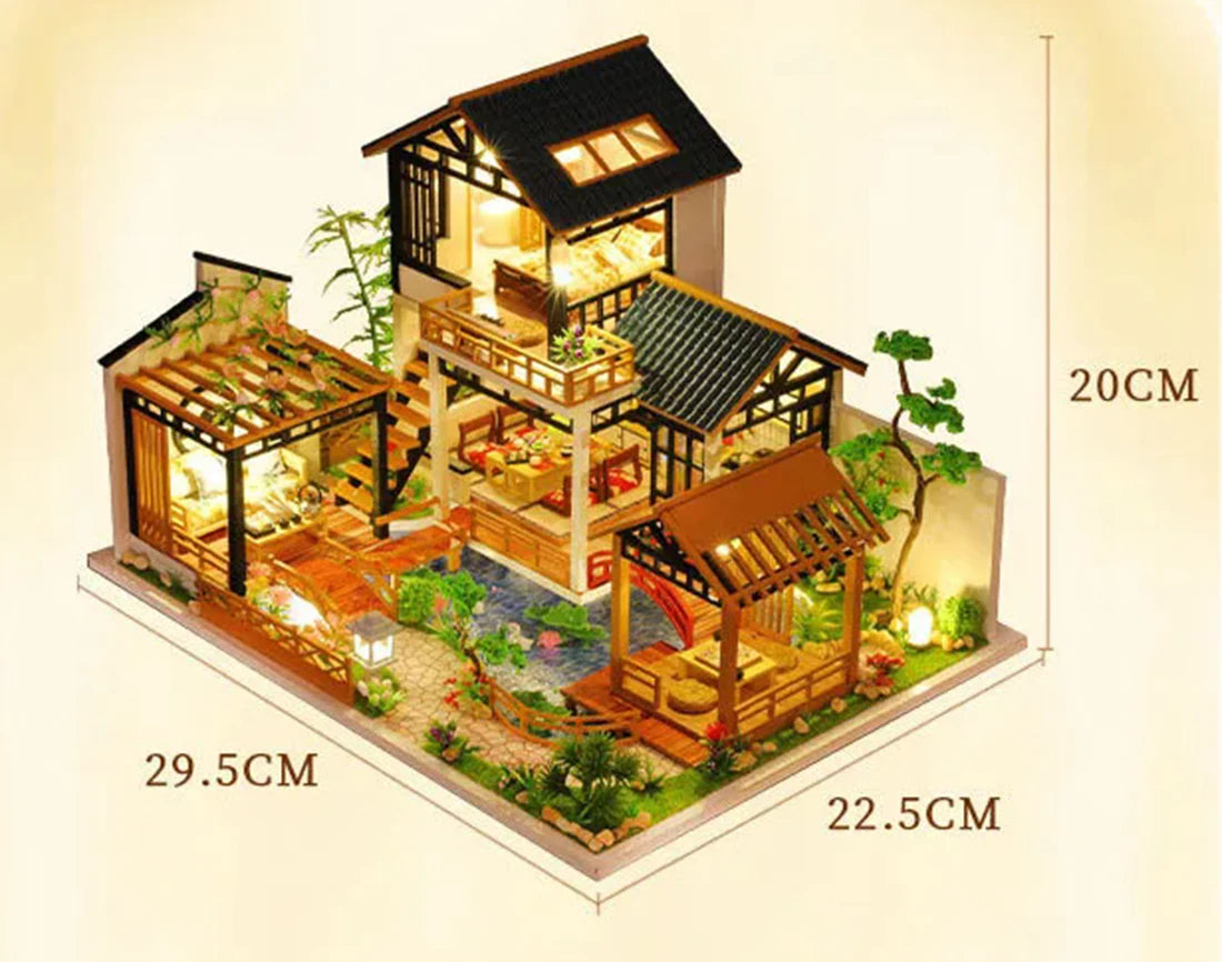 Holzpuppenhaus DIY Kit – Handgefertigtes Unisex-Spielzeug 27CM
