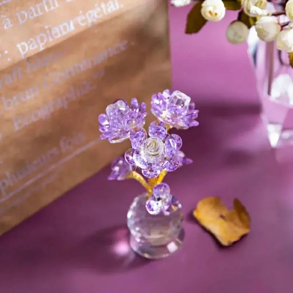 Kristall-Blumenornament – Handgemacht Modern – 15.5x8cm