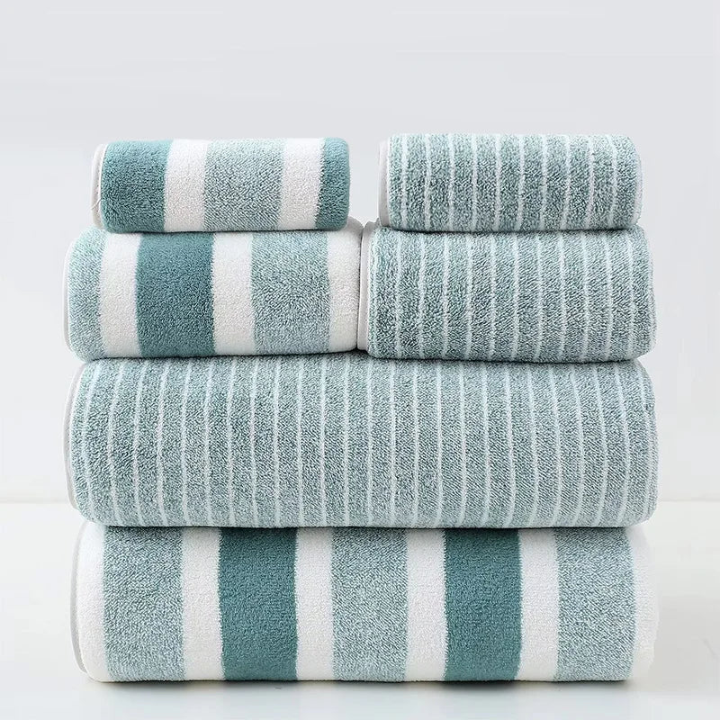 Gestreiftes Handtuchset – Schnell trocknend – Badezimmer