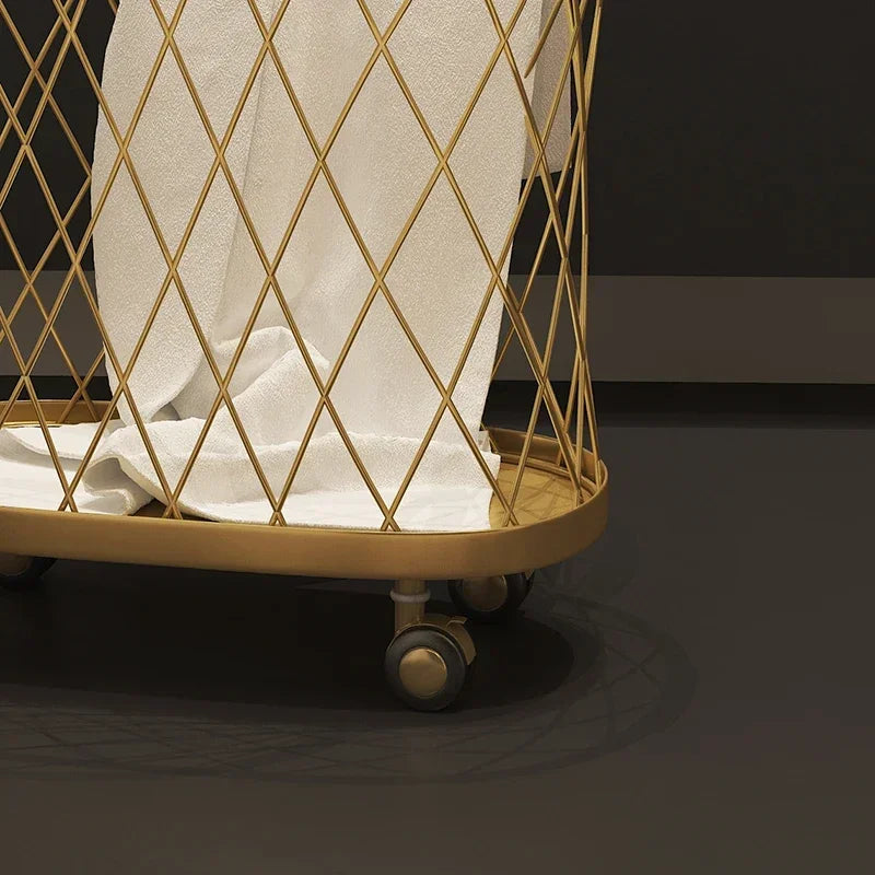 Stilvoller Wäschekorb – Metall Design – Nano Gold