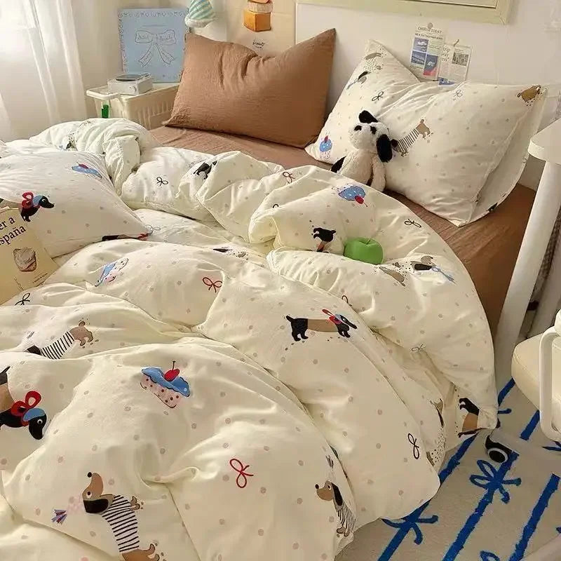 Süsse Mädchen-Bettwäsche – Cartoon-Polyester – Twin, Queen, Full
