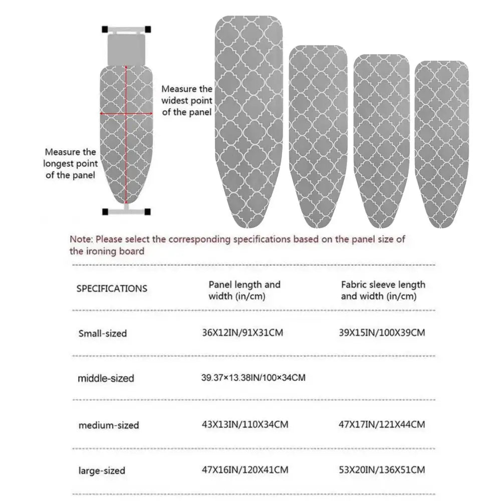 Bügeltischbezug – Baumwolle Klassisch Grau – Verschiedene Grössen