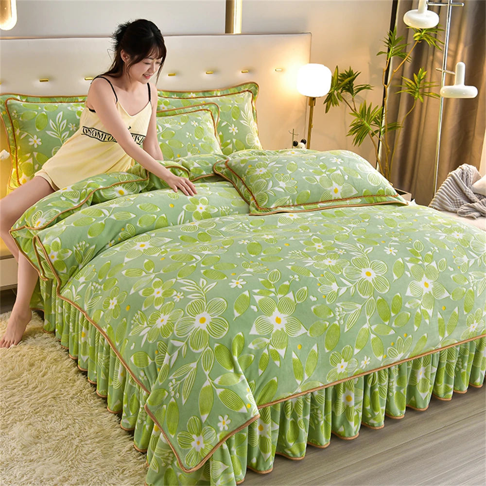 Gedrucktes Flanell-Bettwäscheset – Blumen Fleece – 220x240 cm