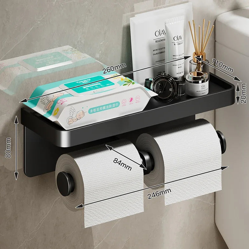 WC-Rollenhalter – Schwarz Gold – Wandmontage