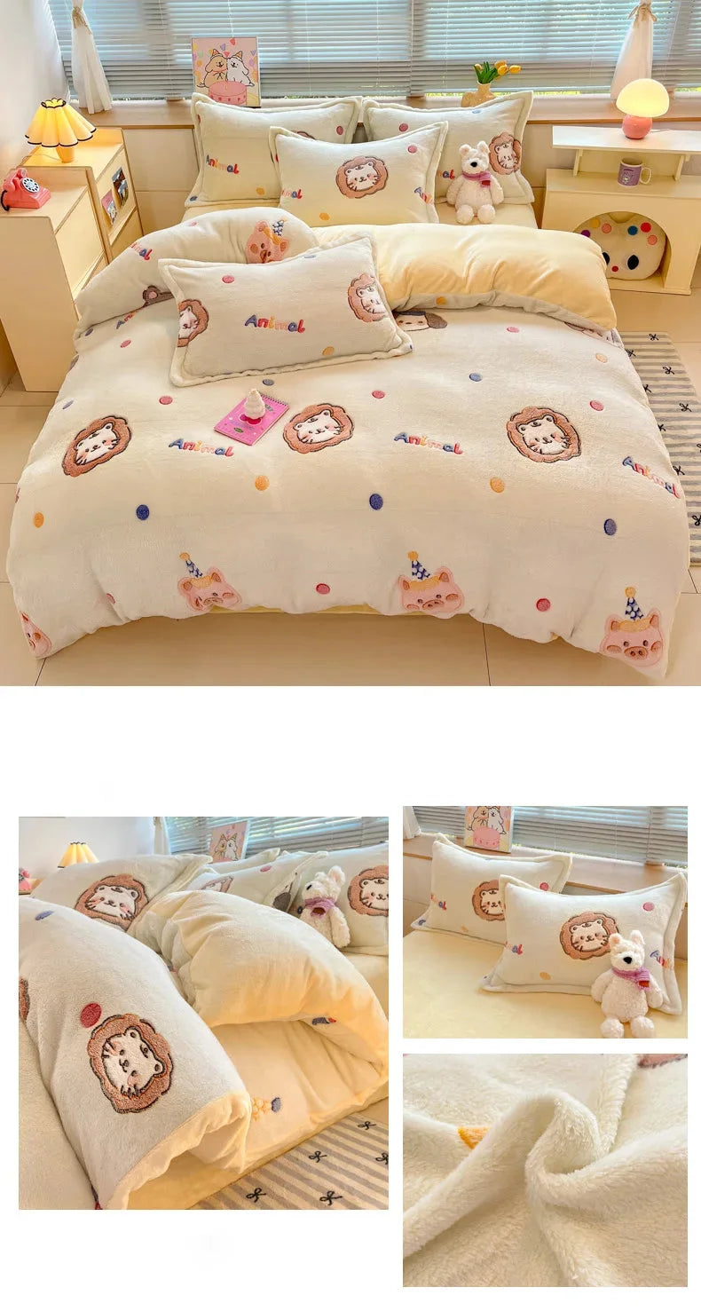 Floral Milk Fleece Bettbezug – Modern Polyester Design 220x240cm