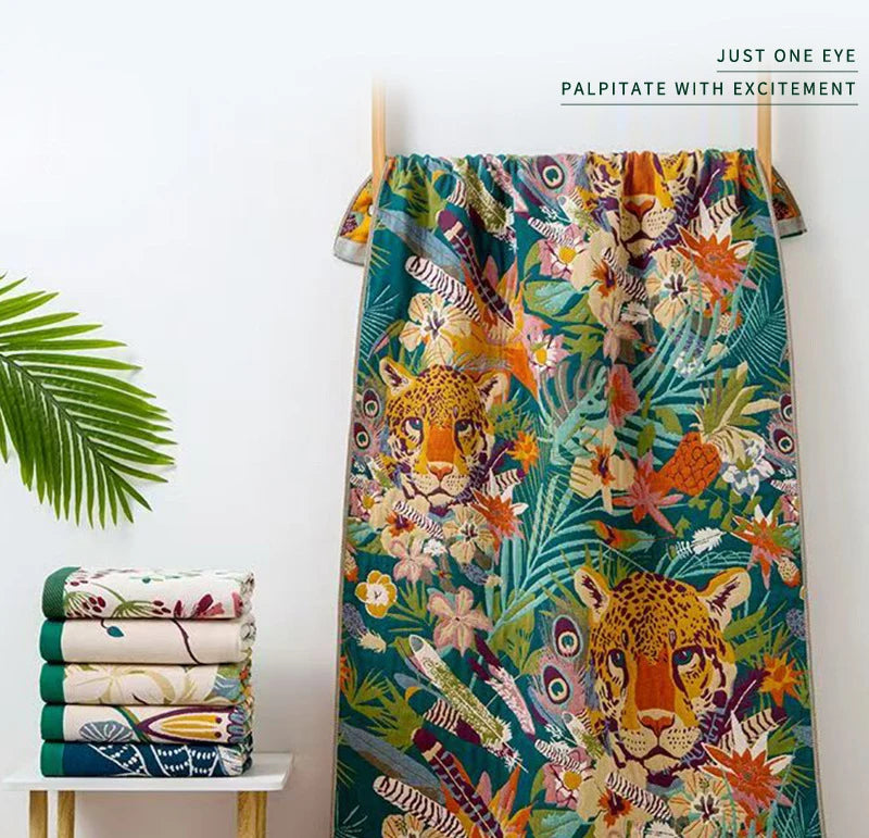 Reine Baumwolle Badetuch – Florales Design – Schnell Trocknend