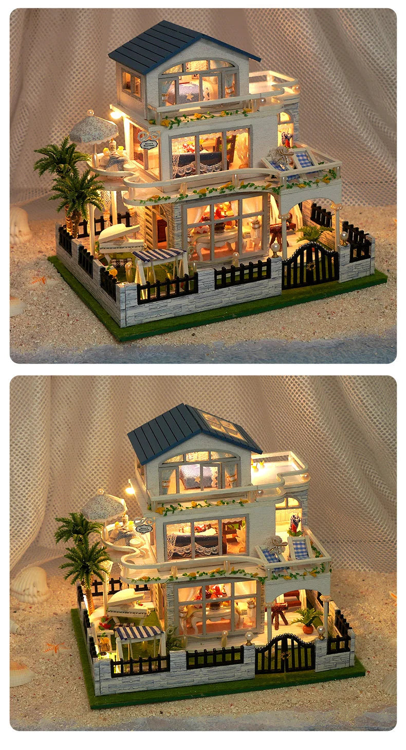 Miniatur-Puppenhaus-Set – Handgefertigtes Holz – 16*4*12,5cm