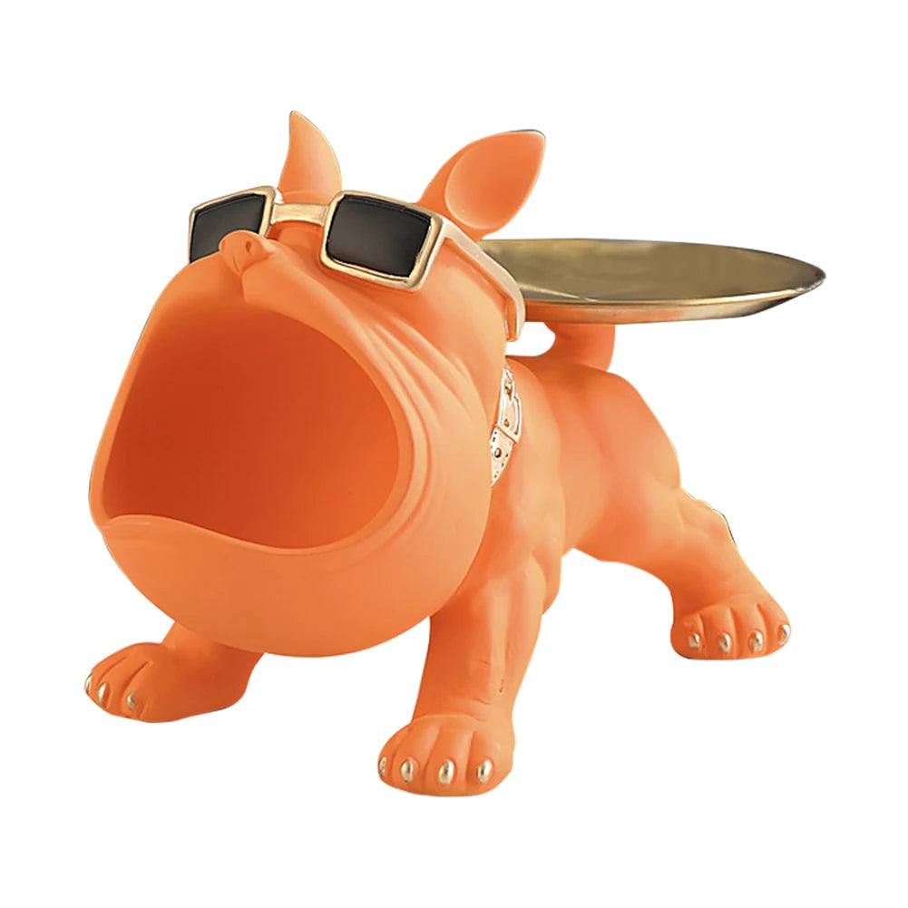 Bulldog Resin Skulptur – Stilvolles Tablett Heimdeko