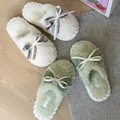 Flauschige Hausschuhe – Baumwolle Schleife – Indoor Winter