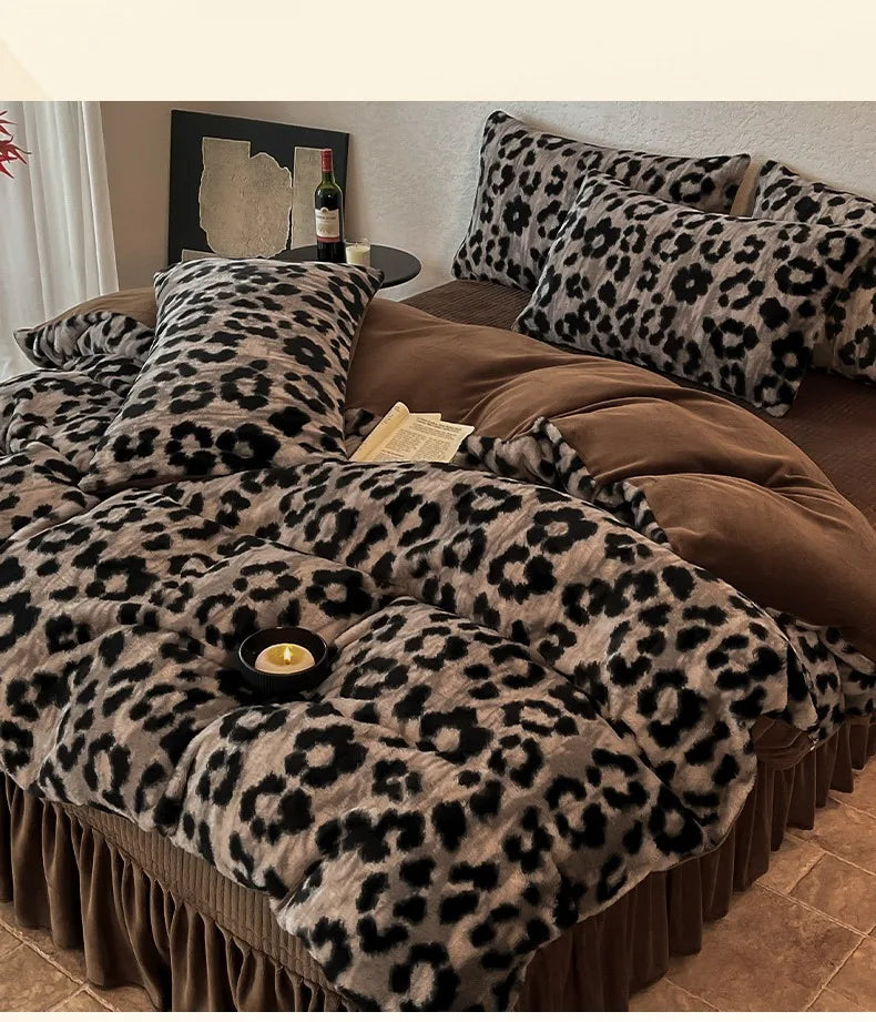 Samt-Bettwäsche-Set – Winterwärme – Doppel Queen Grösse