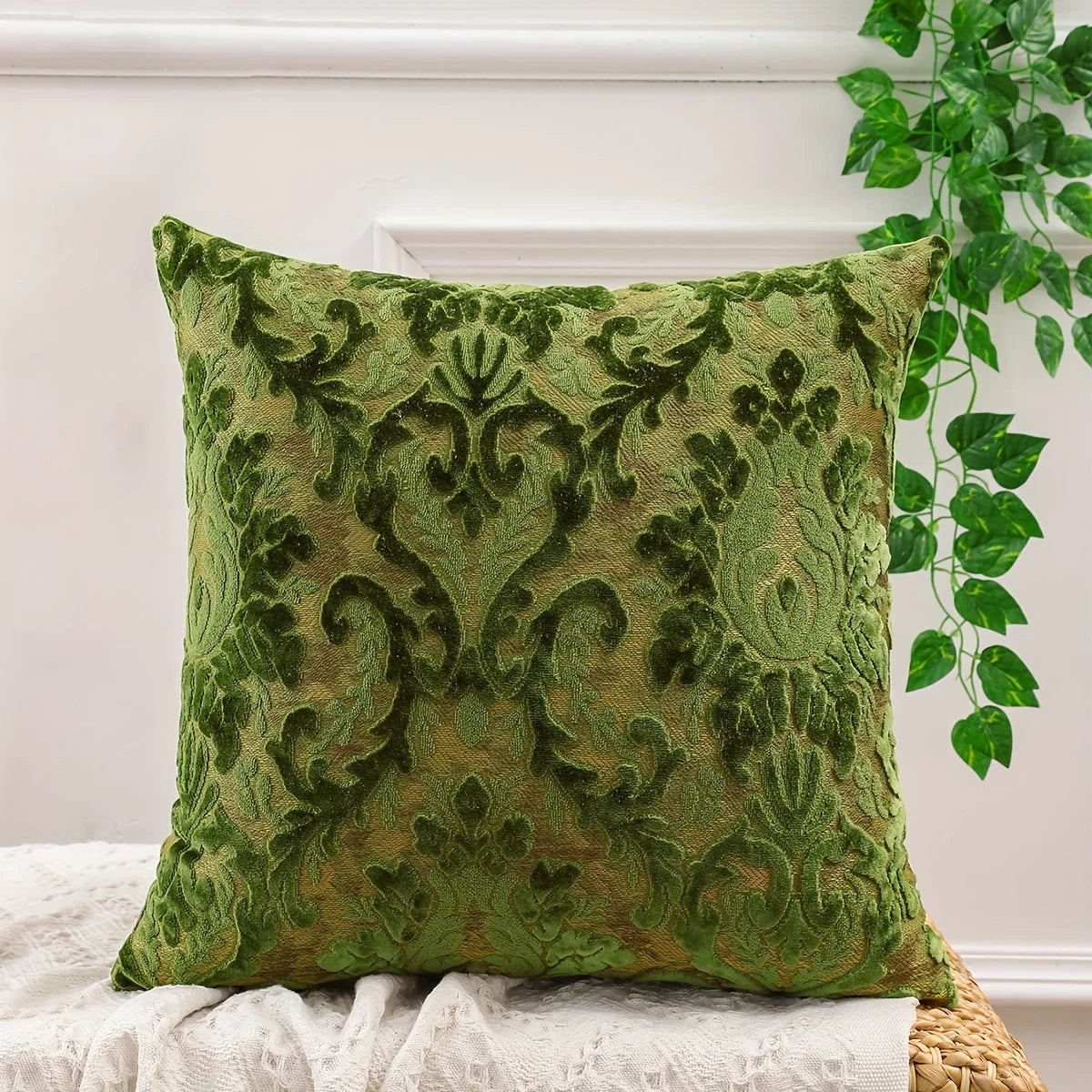 Chenille Kissenbezug – Tropisches Pflanzendesign – 450mm